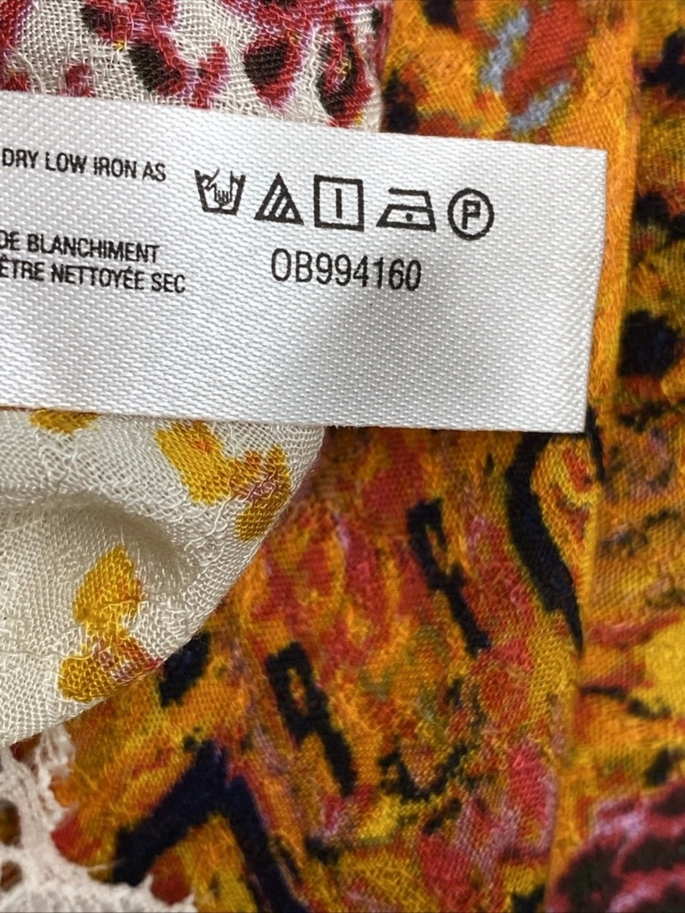 Free People Morning Song Cream Maxi Dress Sz M Orange & Pink Floral Center Panel - Picture 12 of 13